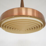 Sandinavian modern copper and wood pendant light, 1960's
