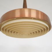Sandinavian modern copper and wood pendant light, 1960's