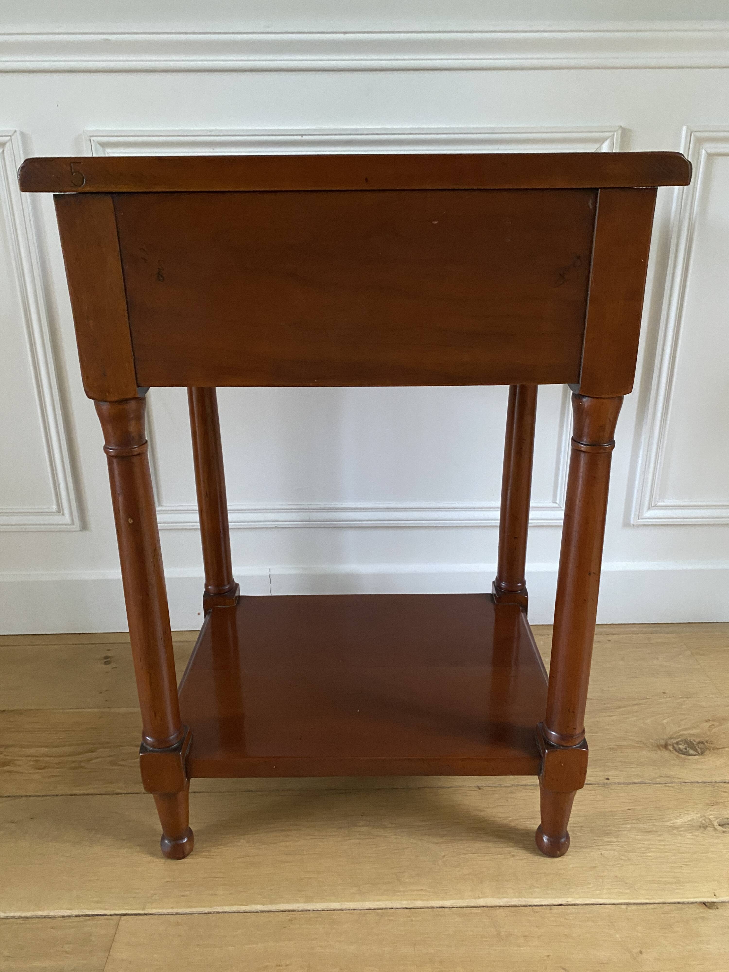 Nightstand, vintage side table with a drawer and a low shelf in solid wood