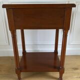 Nightstand, vintage side table with a drawer and a low shelf in solid wood