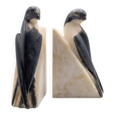 Serre-livres oiseaux Art déco italiens en albâtre et marbre vintage