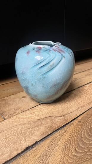 Turquoise and colorful ceramic vase