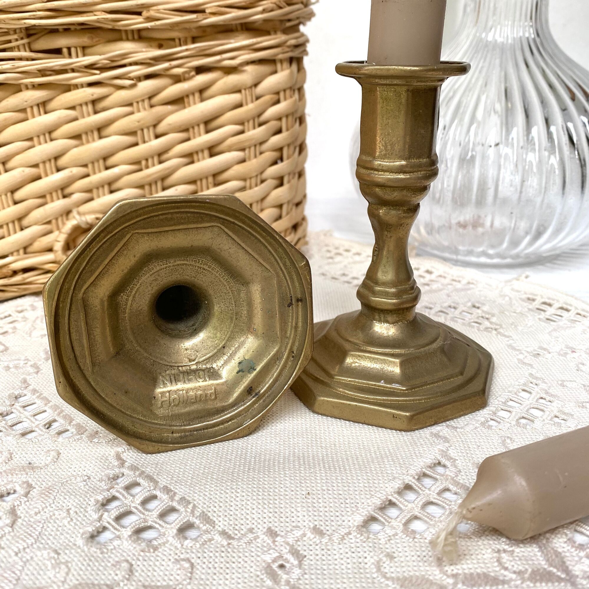Pair of Nijhof Holland brass candle holders