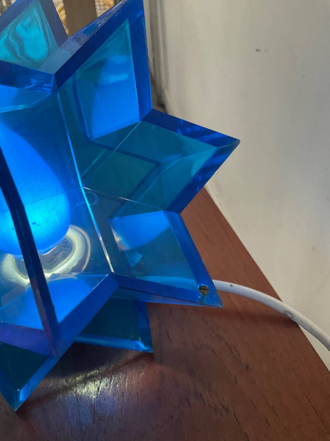 Vintage blue plexiglass star lamp