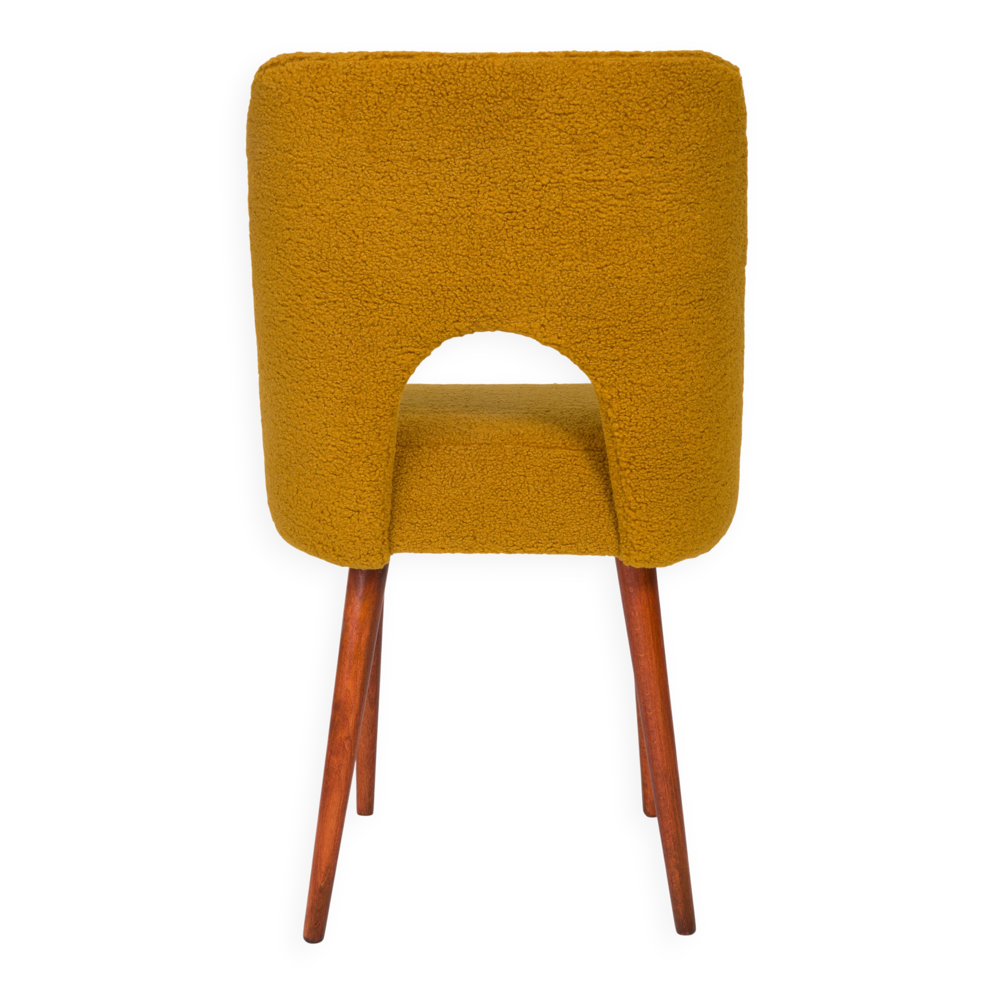Chaise 'Shell' bouclé jaune ocre, années 1960