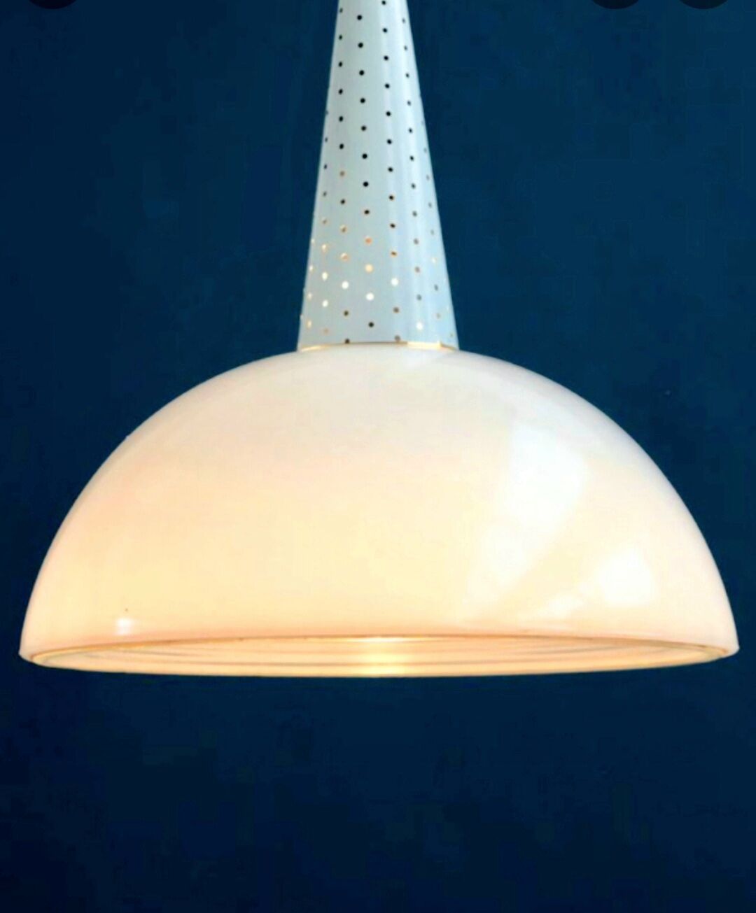 Vintage white opaline chandelier 1950s