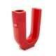Space age red U letter ceramic solifleur vase, Marcel Radureau Francia 1970