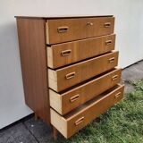 Scandinavian teak chest of drawers, 5 drawers, 1960s