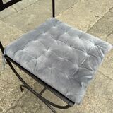 Set of 4 wrought iron chairs with seat cushions