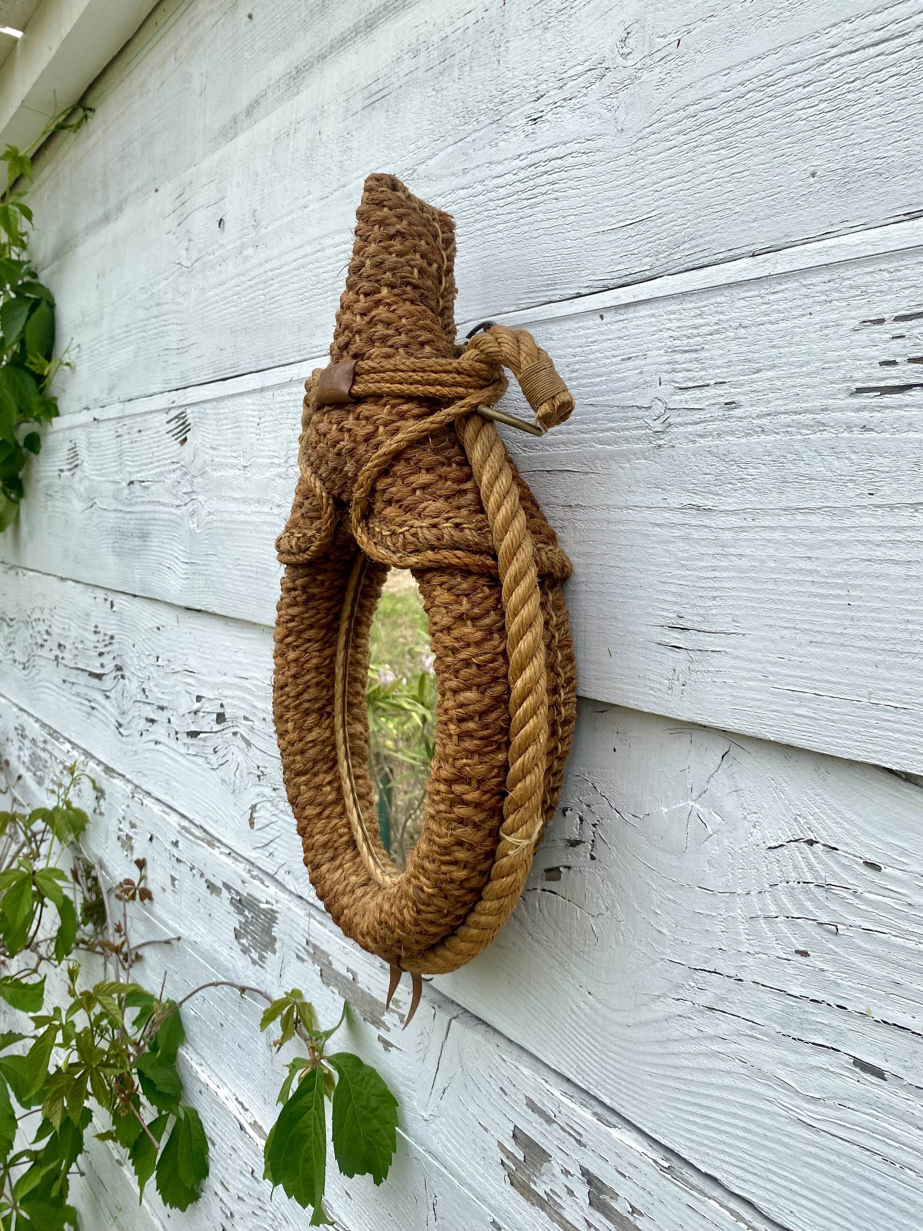 Mirror with rope and hemp from the 1960s.