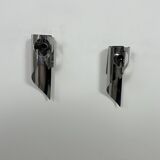 Pair of vintage wall lights, chrome metal, France, 1970.