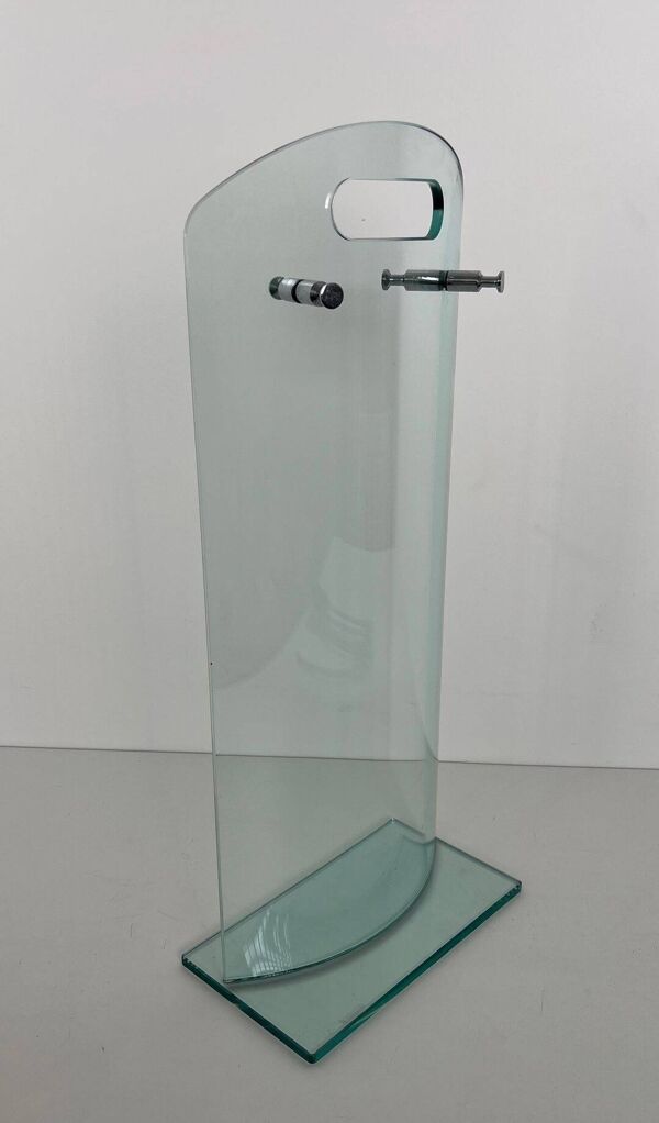 Nécessaire de Feu Design à Portant en Verre Trempé et Outils en Chrome