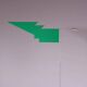 2000s wind sculpture/weathervane by Afra Scarpa and Tobia Scarpa, telescopic pole and stainless steel counterweight, green metal windvane for Dimensione Disegno