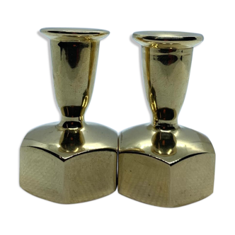 Pair Scandinavian brass candlesticks L125 by Hans-Agne Jakobsson Markaryd 1960