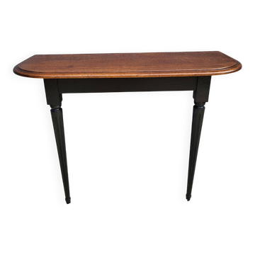 Console bicolore noire et chêne style Louis XVI restaurée