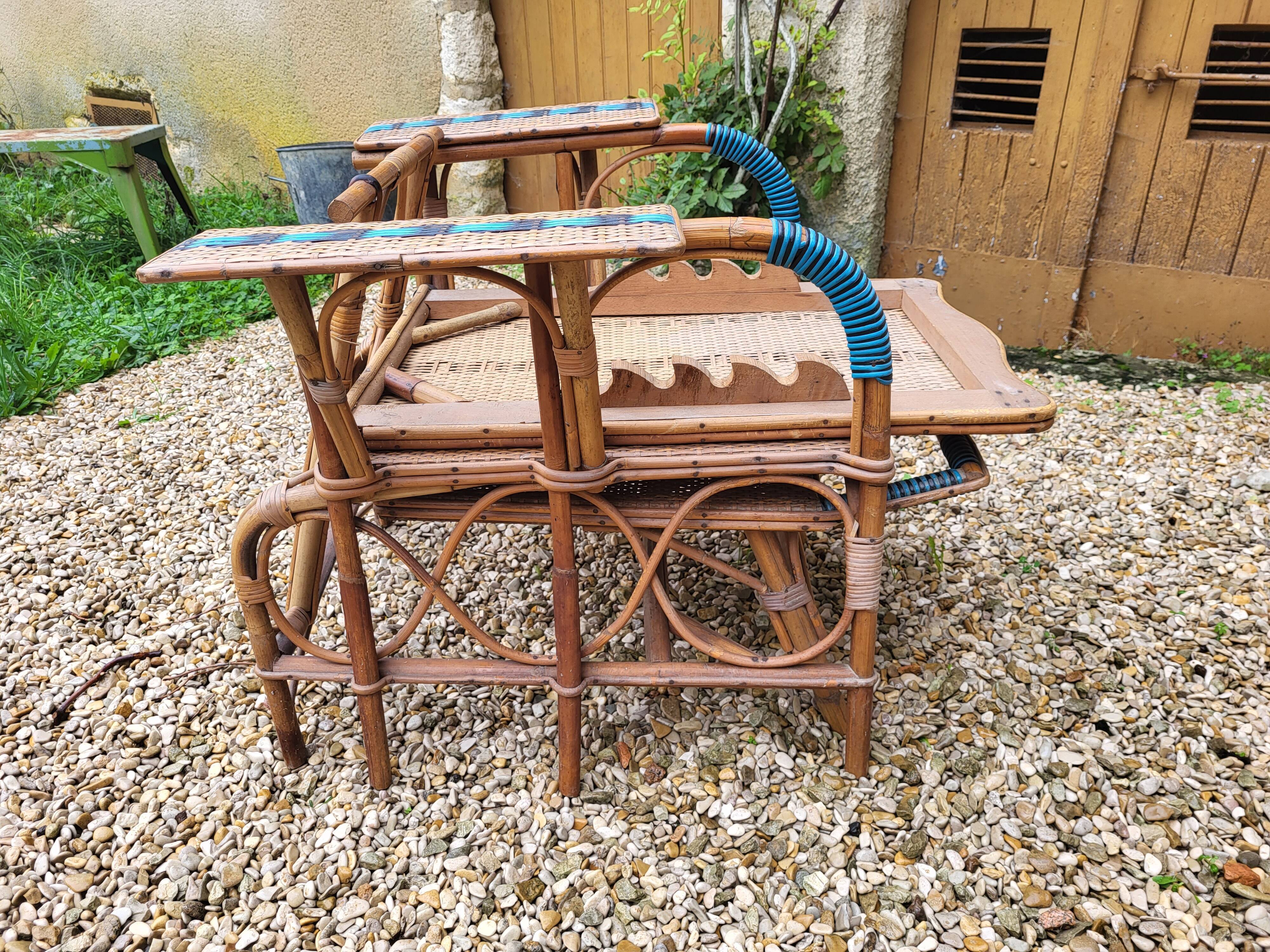 Rattan armchair / chaise longue
