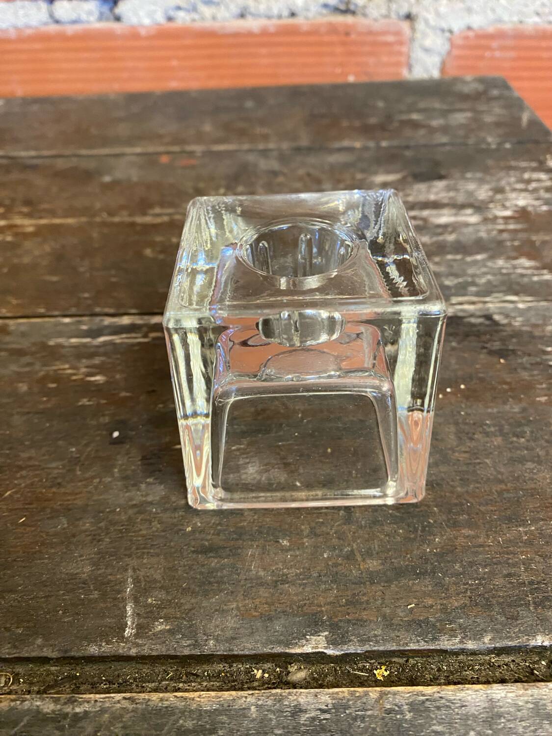 Vintage 1970s Dansk Ice Cube Design Glass Candle Holder