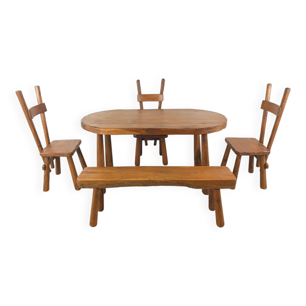 Ensemble de salle à manger brutaliste vintage, années 1960