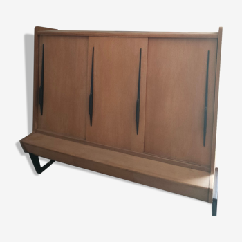 High sideboard by Gérard Guermonprez dating from the 1950s in blond oak