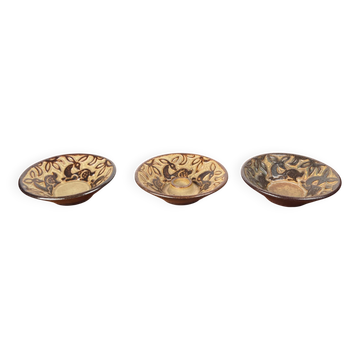 Bols et porte-bougie en poterie d'atelier danoise du milieu du siècle moderne de Michael Andersen Keramik, années 1960, lot de 3