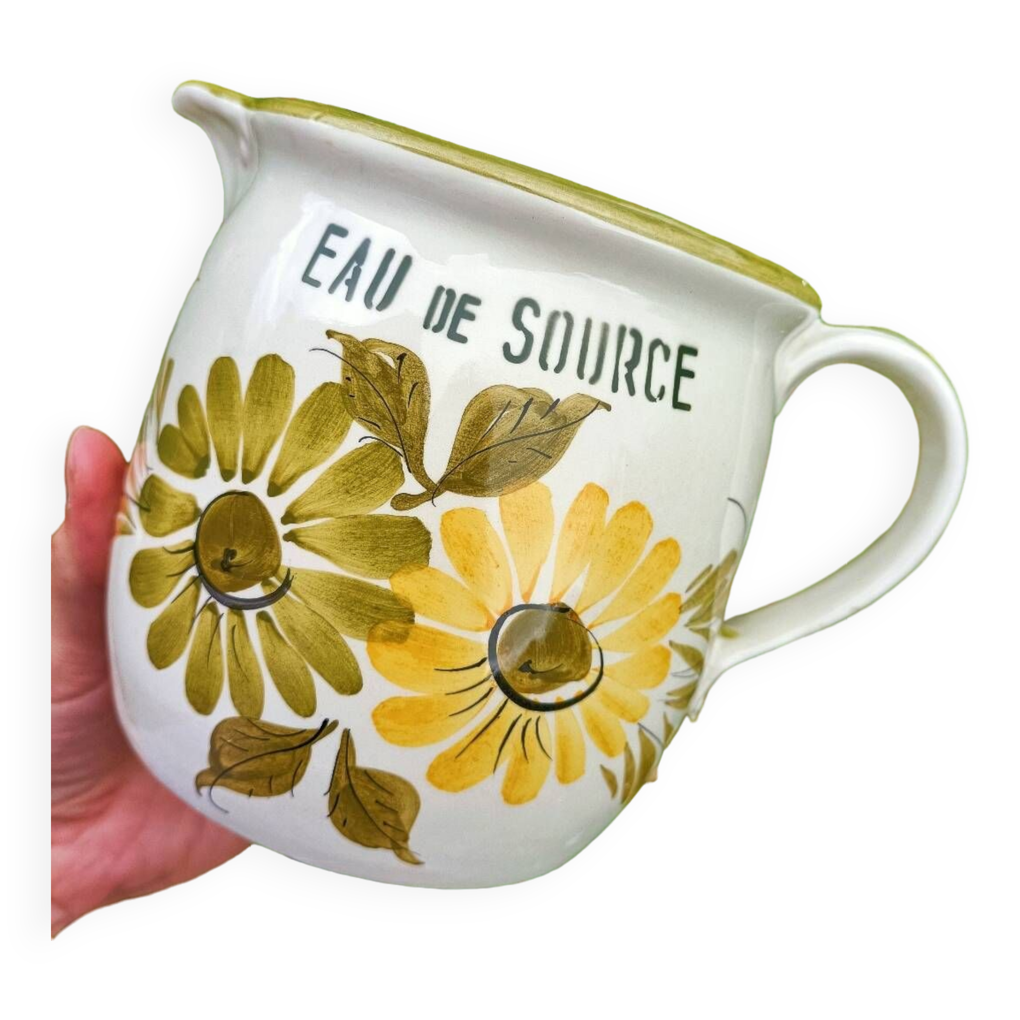 Vintage ceramic flower pitcher - Spring Water -