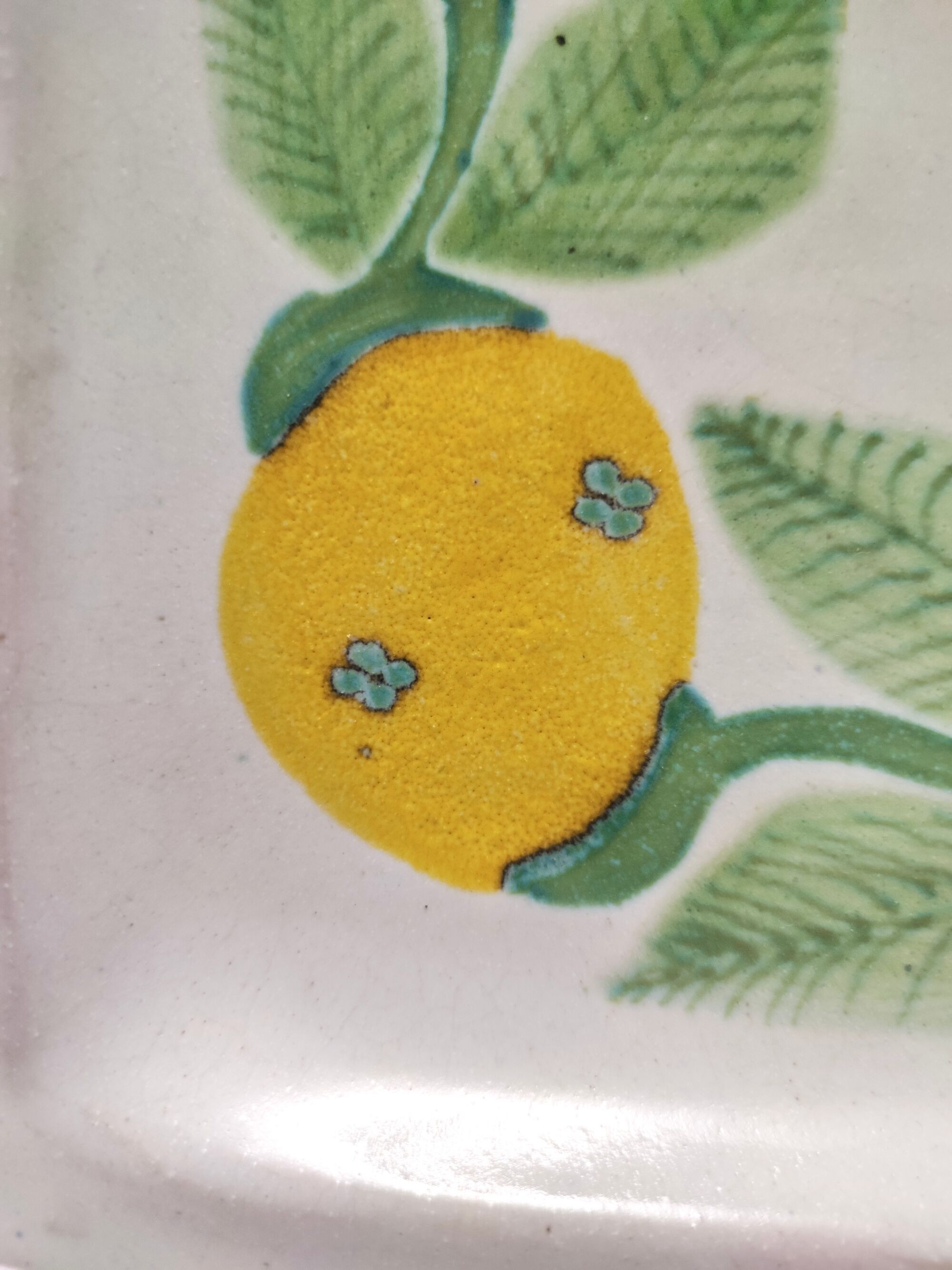 Set of Six Vintage Square Hand-Crafted Earthenware Plates by De Simone, Italy