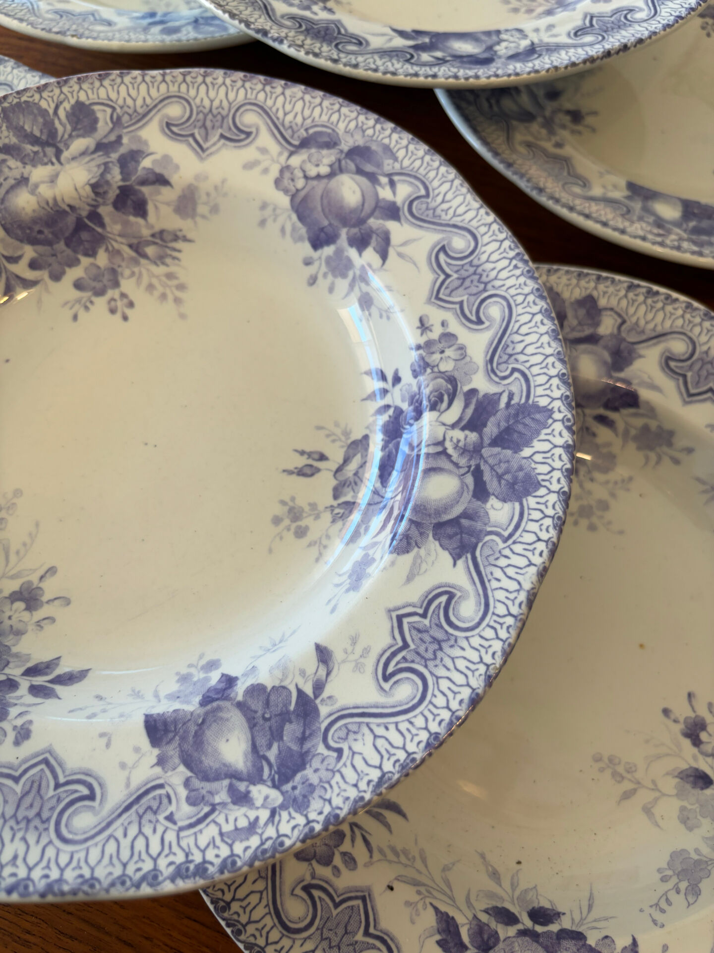 Lot de 6 assiettes creuse Creil & Montereau Bouquets • Faïence ancienn