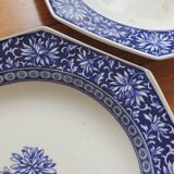 2 semi-deep octagonal plates English ironstone "Chrysanthemum" Minton