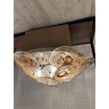 Contemporary Venied-Brown Disks Flush Mount