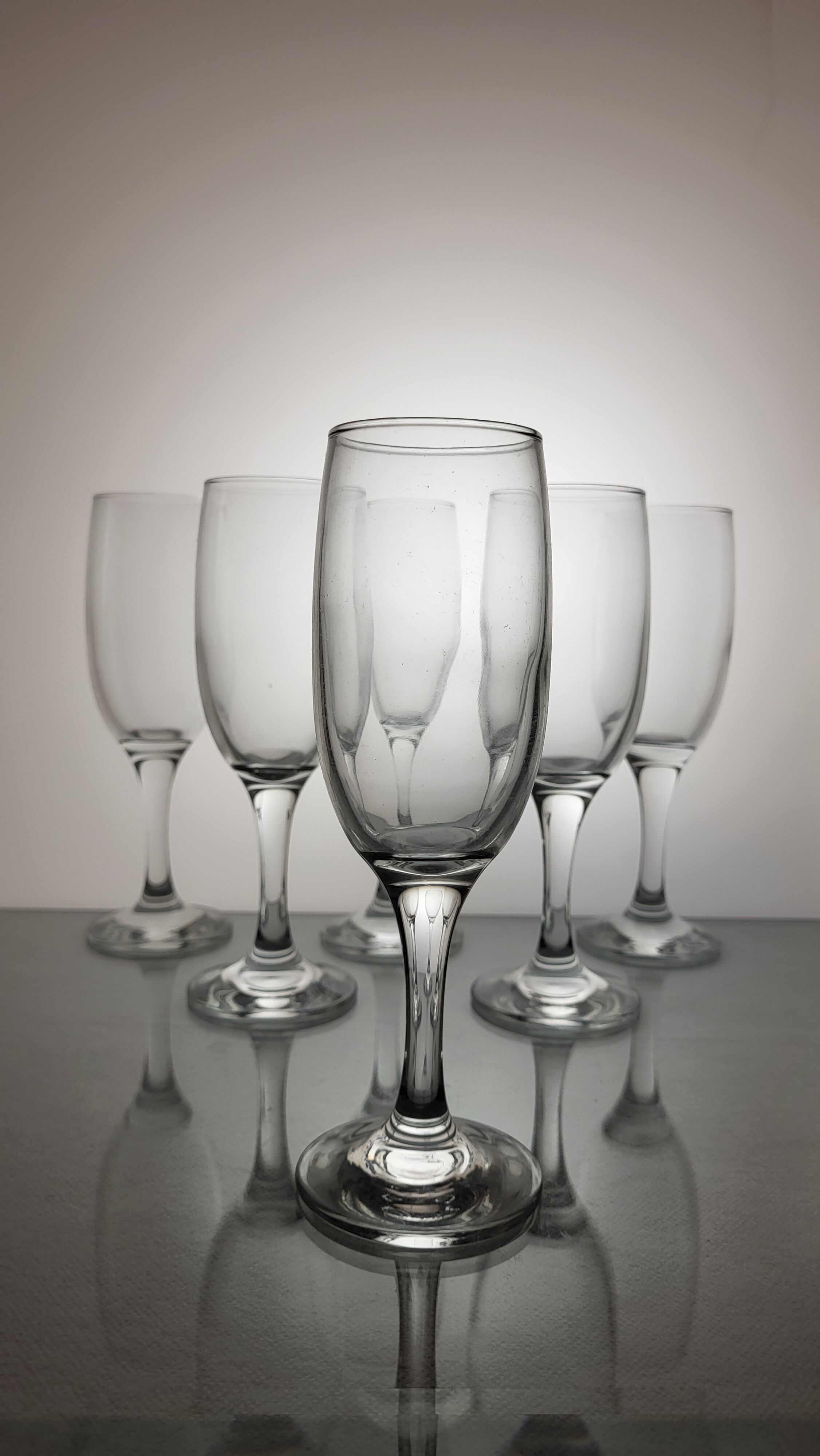 Set of 6 glass flutes