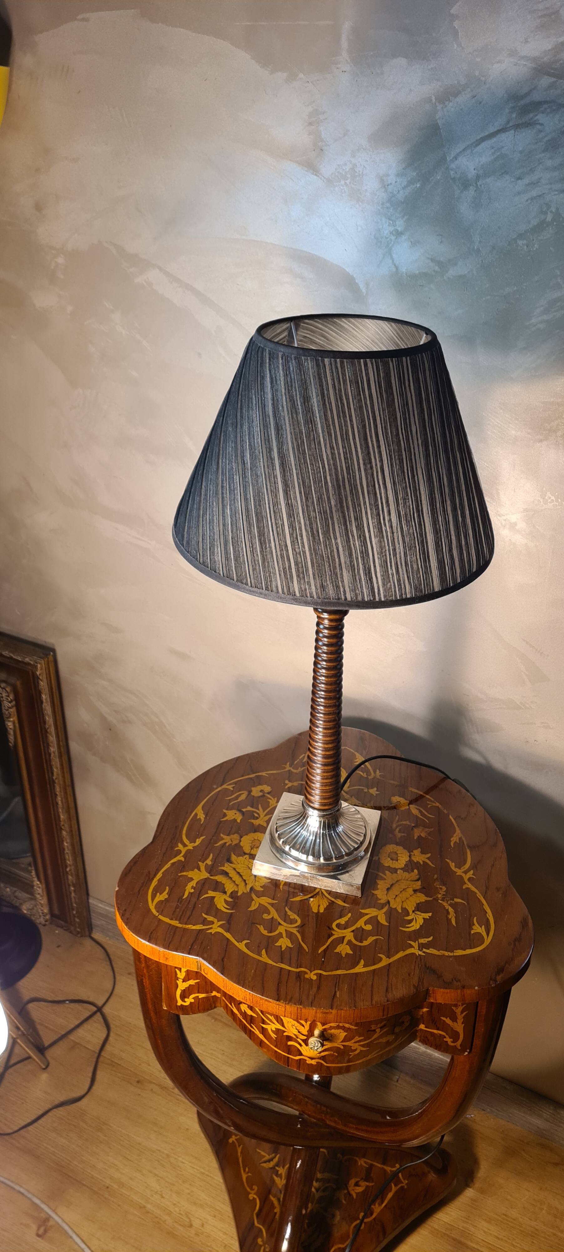 Striped wood lamp on silver base 70x25 classic 60s