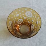 Cut crystal glass lined with amber color