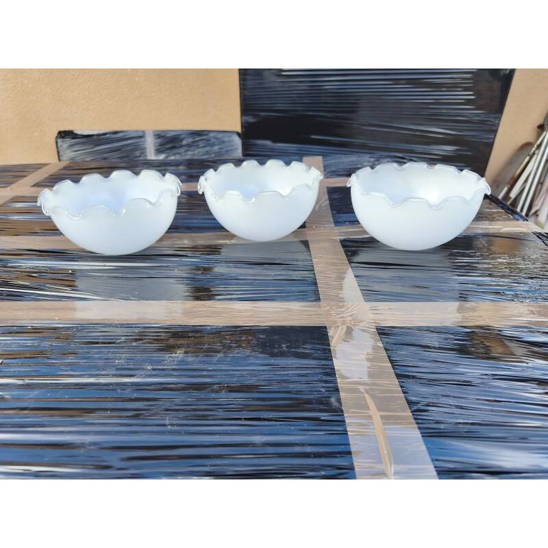 3 white opaline glass tulips from the 1960s