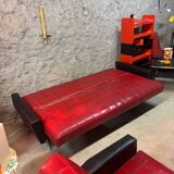 Vintage sofa and 2 armchairs with compass feet