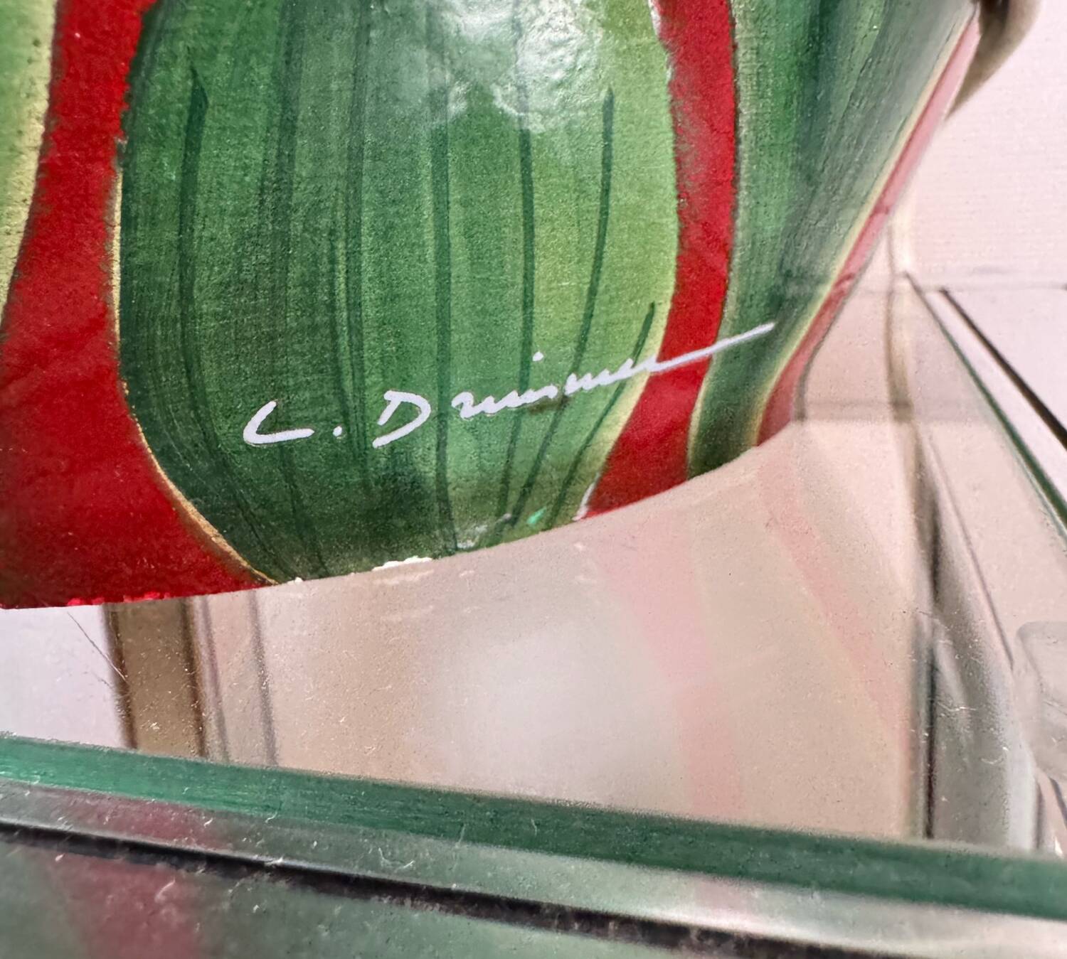 80s Drimmer lamp red ceramic and iris