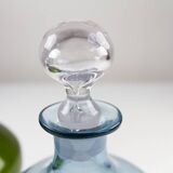 Danish Art Deco Blue and Green Glass Decanters, 1930s, Set of 2