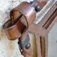 Metal mirror, wrought iron imitation leather straps and horse harness