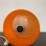 Camaieu table lamp - orange opaline and vintage fabric