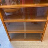 Bibus 1960s bookcase light oak with sliding glass