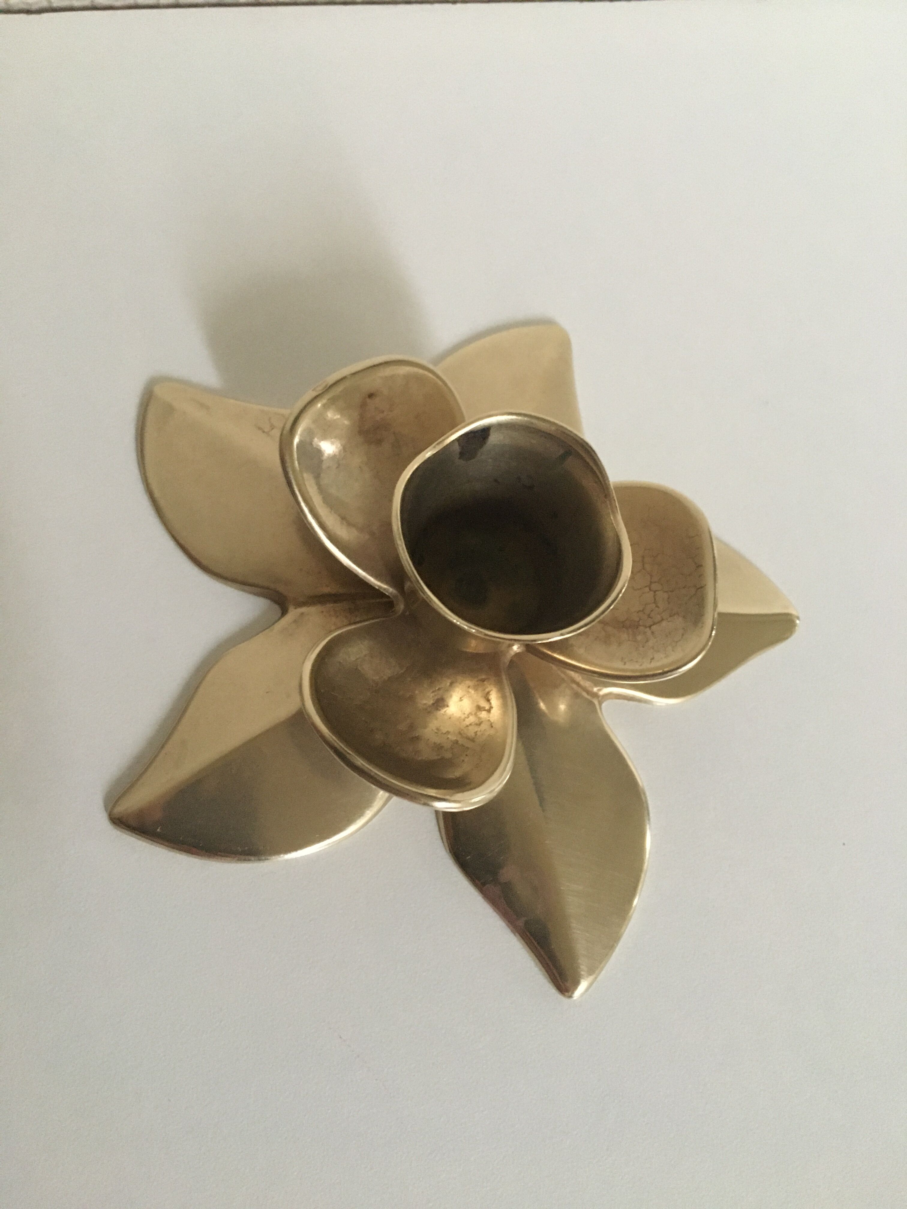 Brass flower candlestick