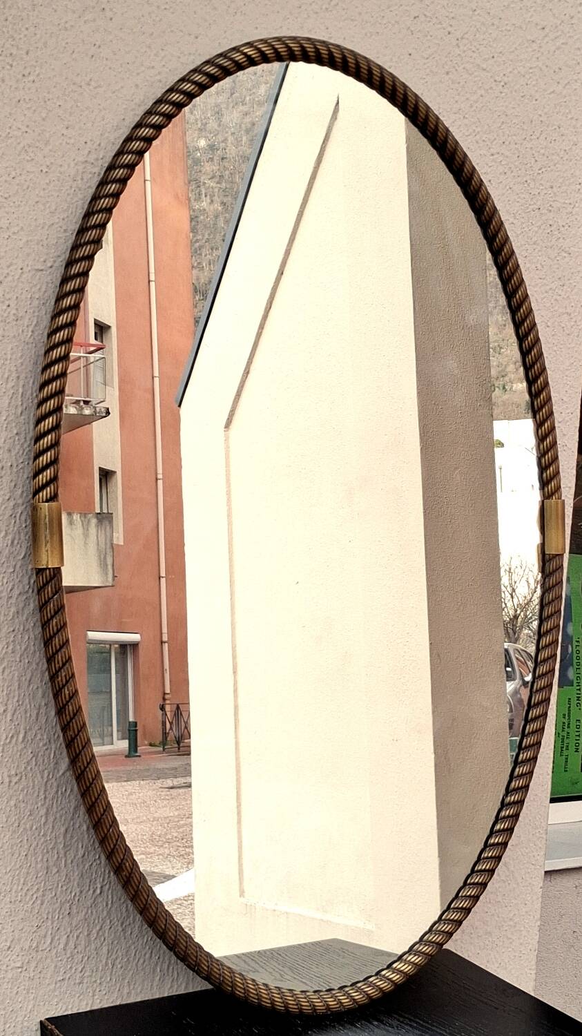 Antique mirror with twisted brass frame from the 60s 70s.
