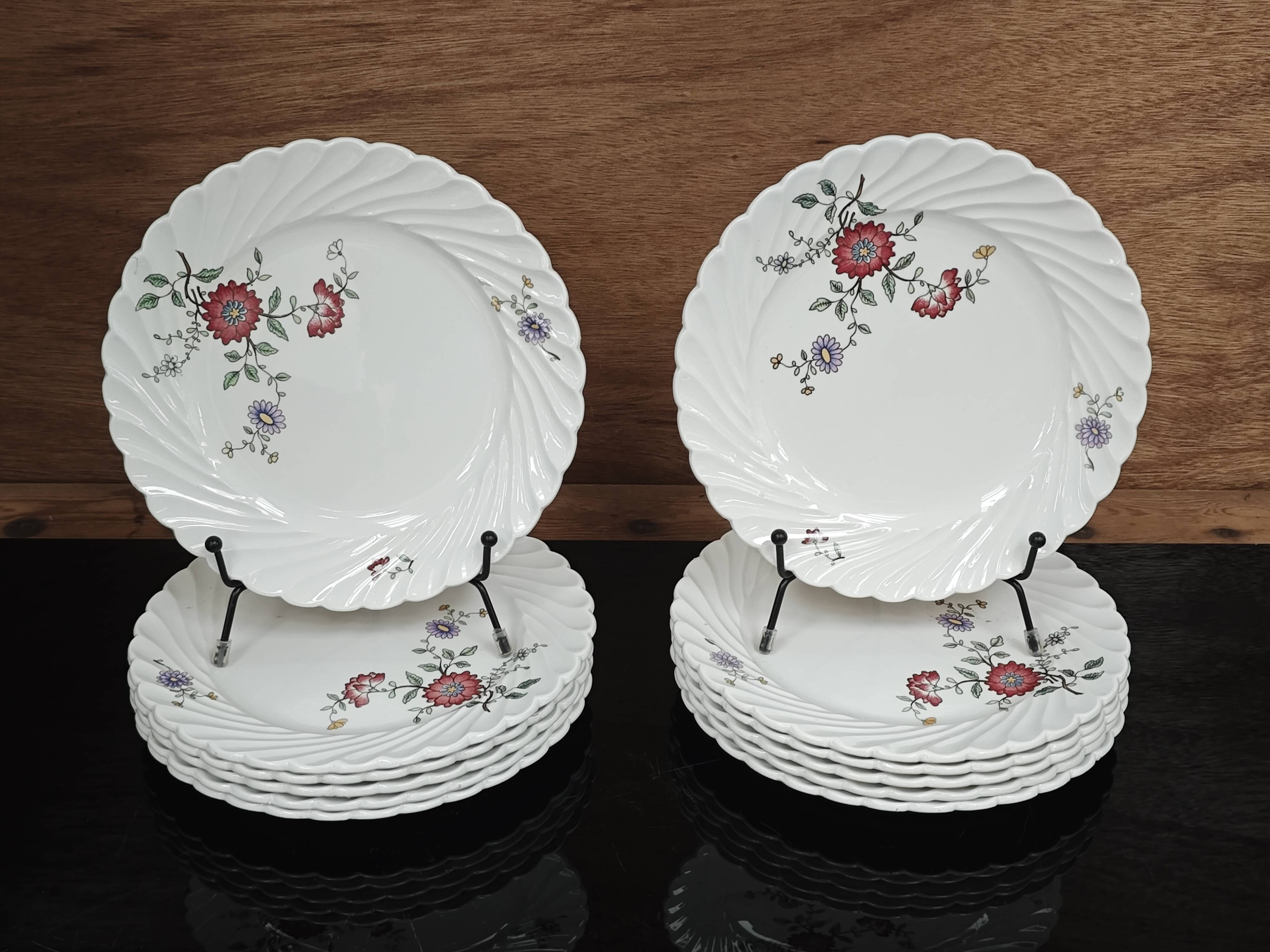 Lot de 6 assiettes à dessert KG Lunéville Service Fleurs des Indes