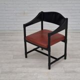 1970s, set of 2 Finnish armchairs by Lepokalusto, original condition, birch wood, leather.