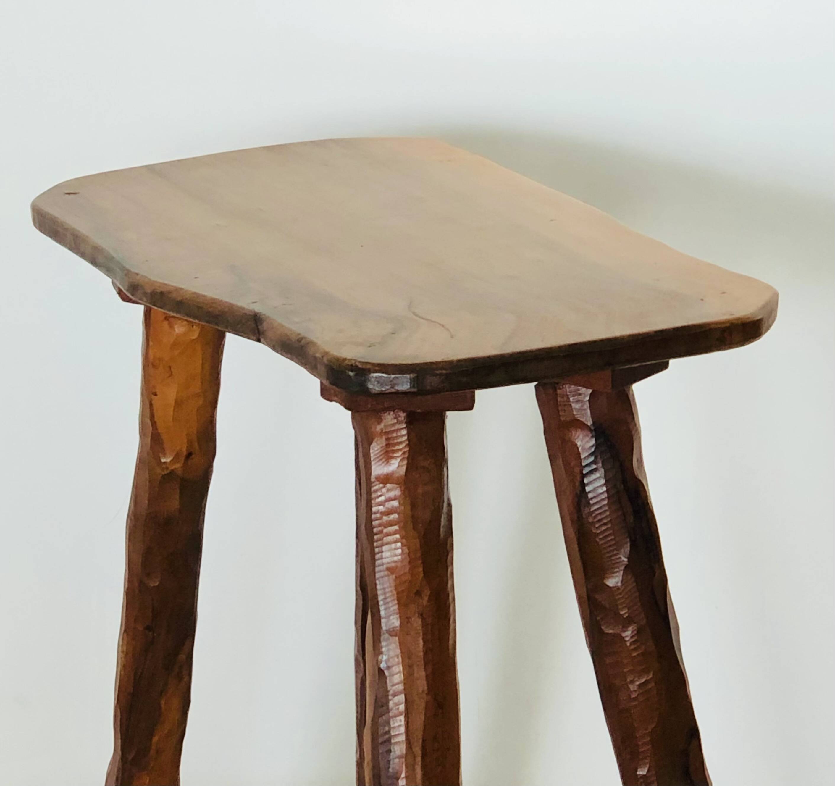Olive wood stool, France 1970s