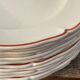 12 white old flat plates with brown fillet