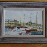 Painting of the port of Saint Malo, signed