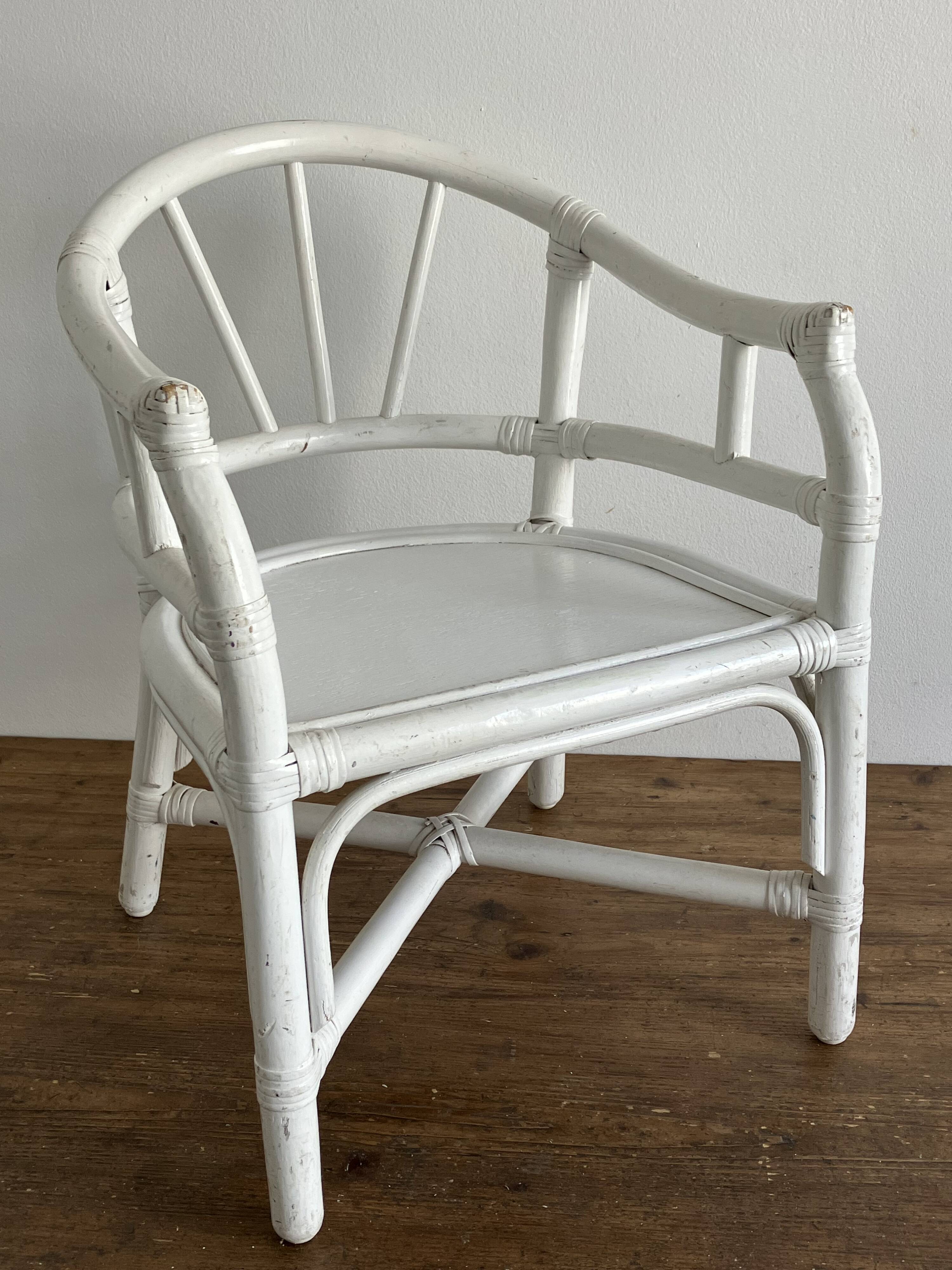 Children's armchair, white rattan