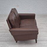1970s, Danish 2-seater sofa, original brown leather.