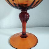 Coupe à pied cristal ambré - vintage