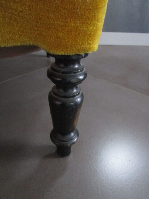 Old velvet shepherdess armchair mustard yellow